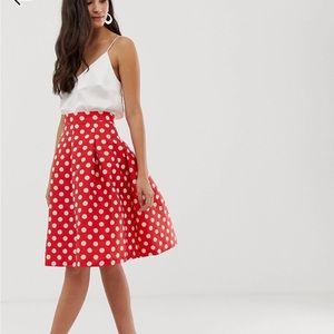 Asos design Polka dot Midi Skirt